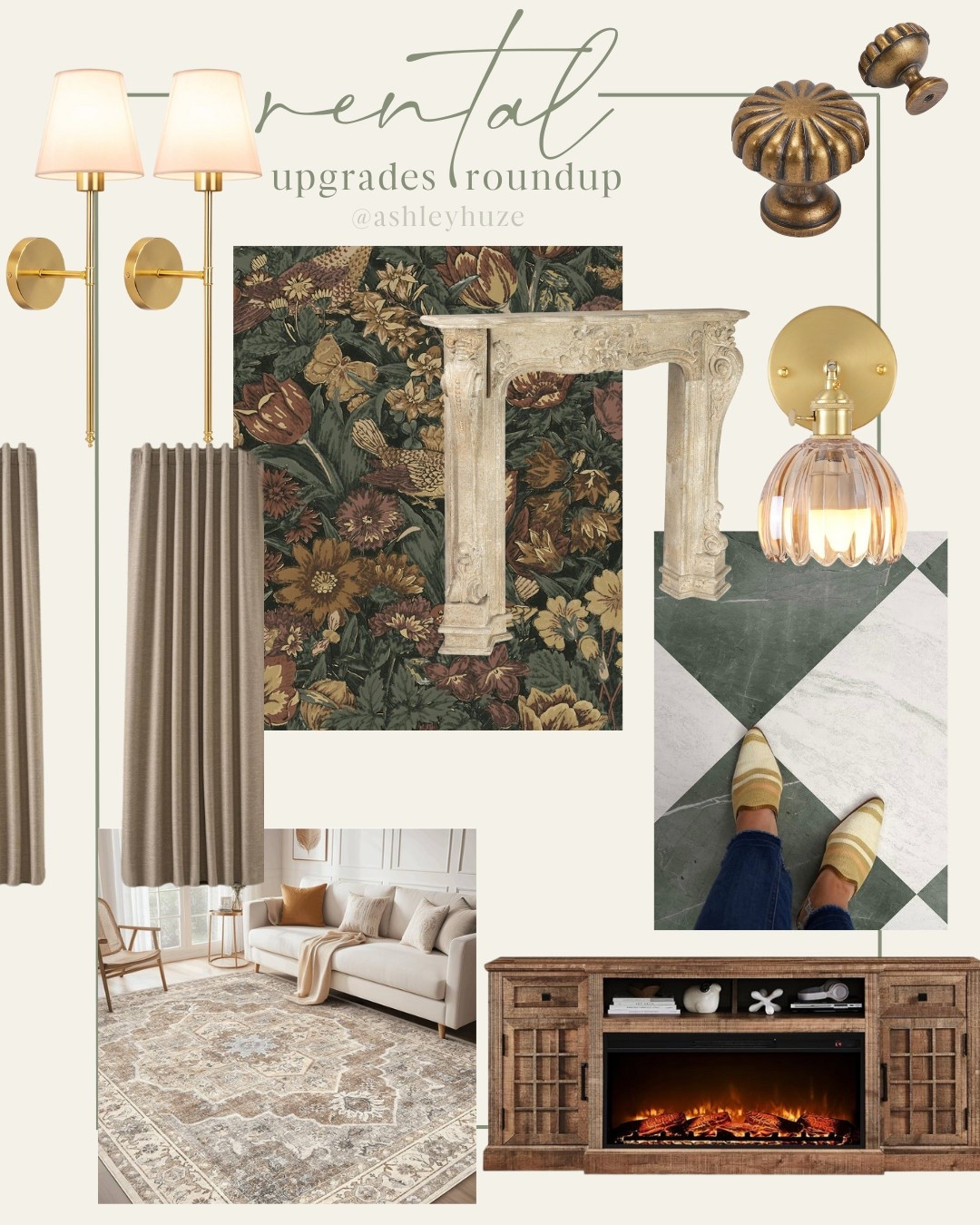 Affordable/easy rental upgrades! Fireplace, fireplace surround, temporary flooring, Chris loves Julia flooring, washable rug, bronze knobs, curtains

#LTKSaleAlert #LTKFamily #LTKHome