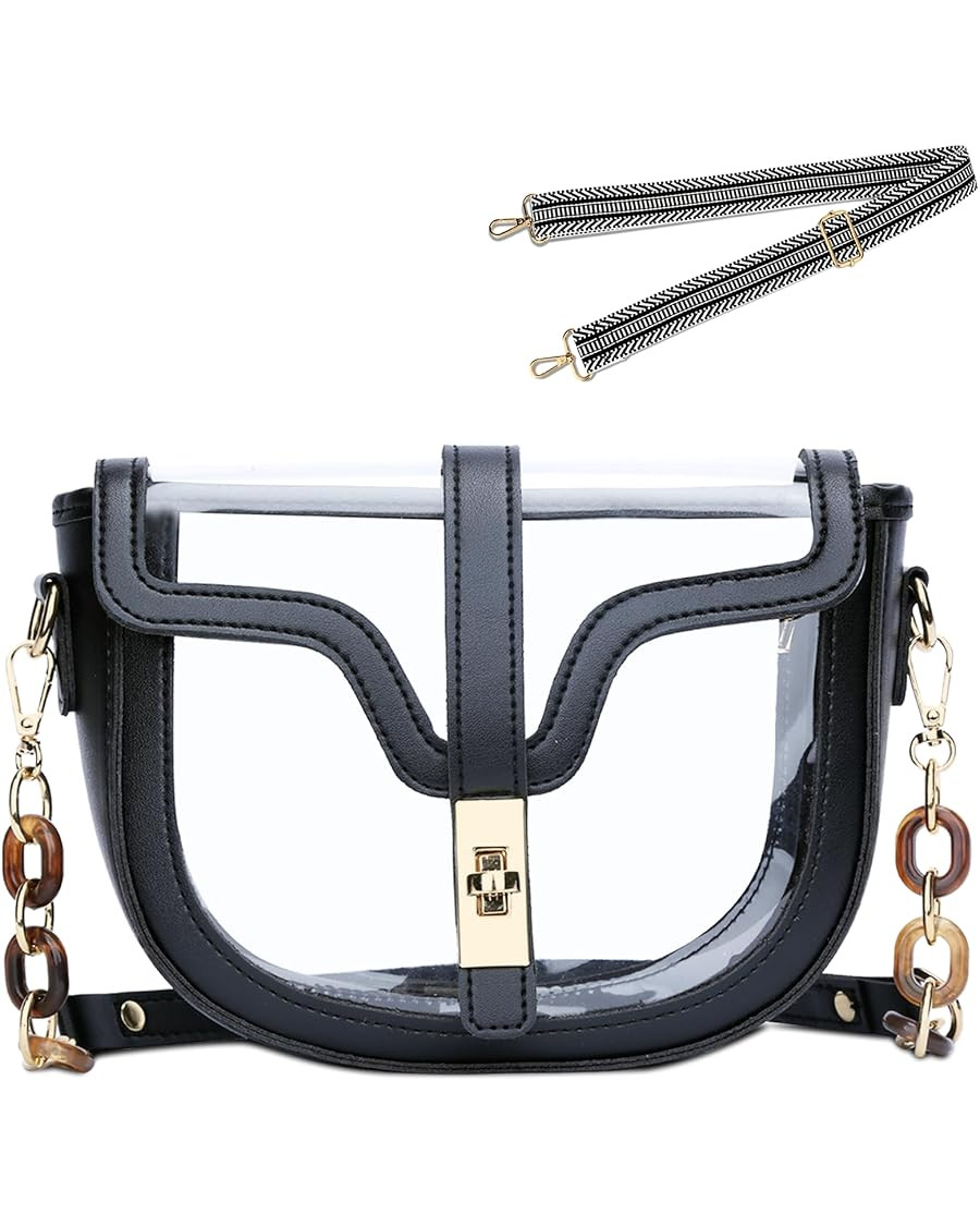 KKXIU Clear Crossbody Bag for Women Stadium Approved Vegan Leather Concert Shoulder Sports See-Th... | Amazon (US)