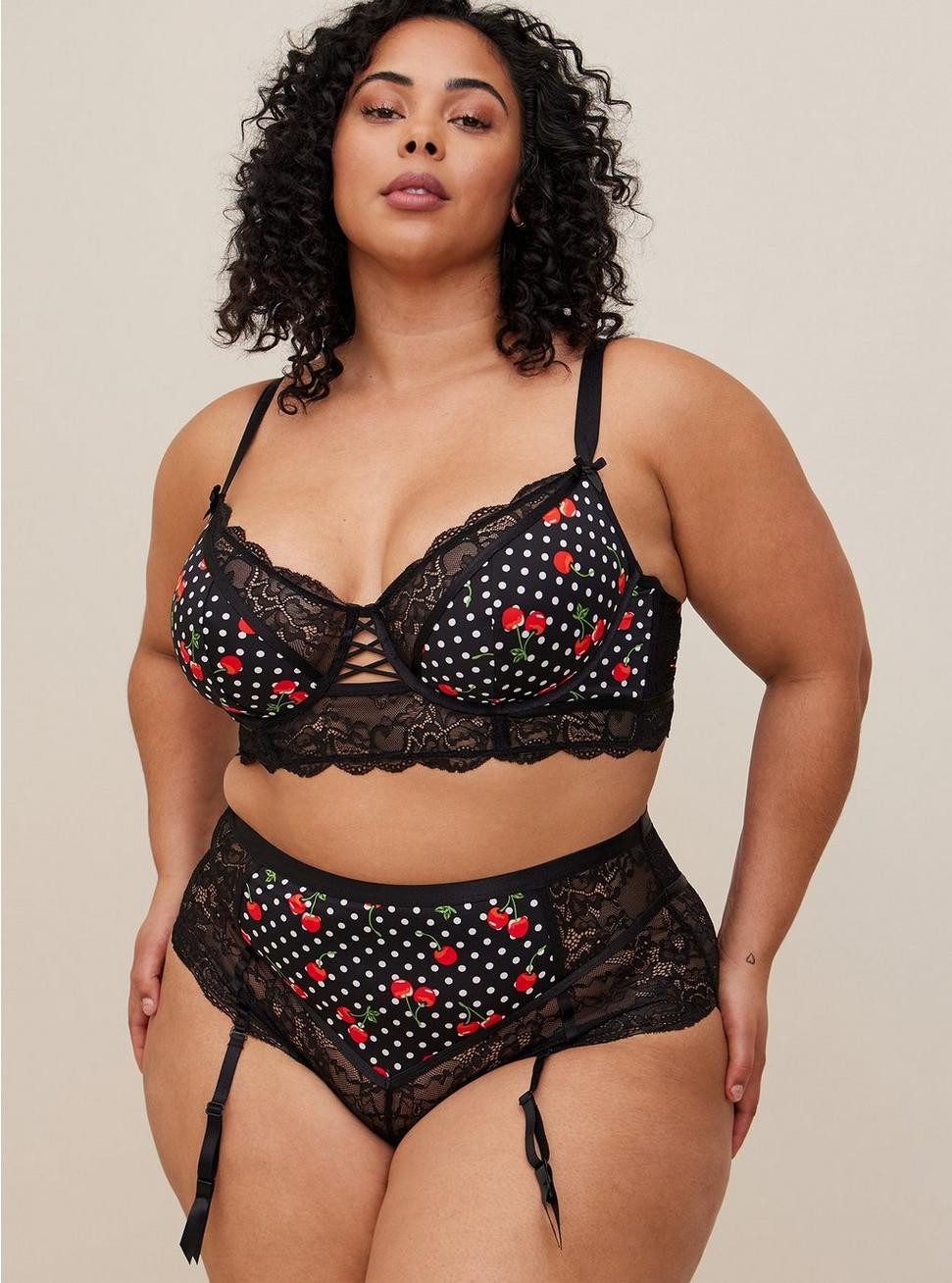 Retro Microfiber And Lace Cheeky Panty With Garter | Torrid (US & Canada)