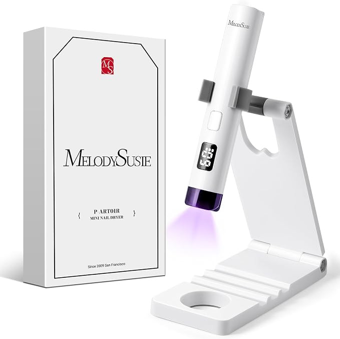 MelodySusie Handheld UV Light for Gel Nails P-ART01R with Stand, Hands-Free | Mini Portable Cordl... | Amazon (US)