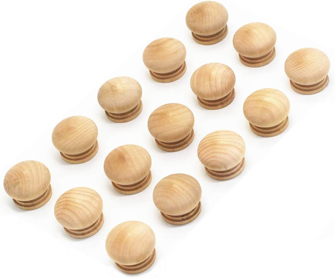 WEICHUAN 15PCS Round Wood Unfinished Cabinet Furniture Drawer Knobs Pulls Handles (Diameter: 1-3/... | Amazon (US)