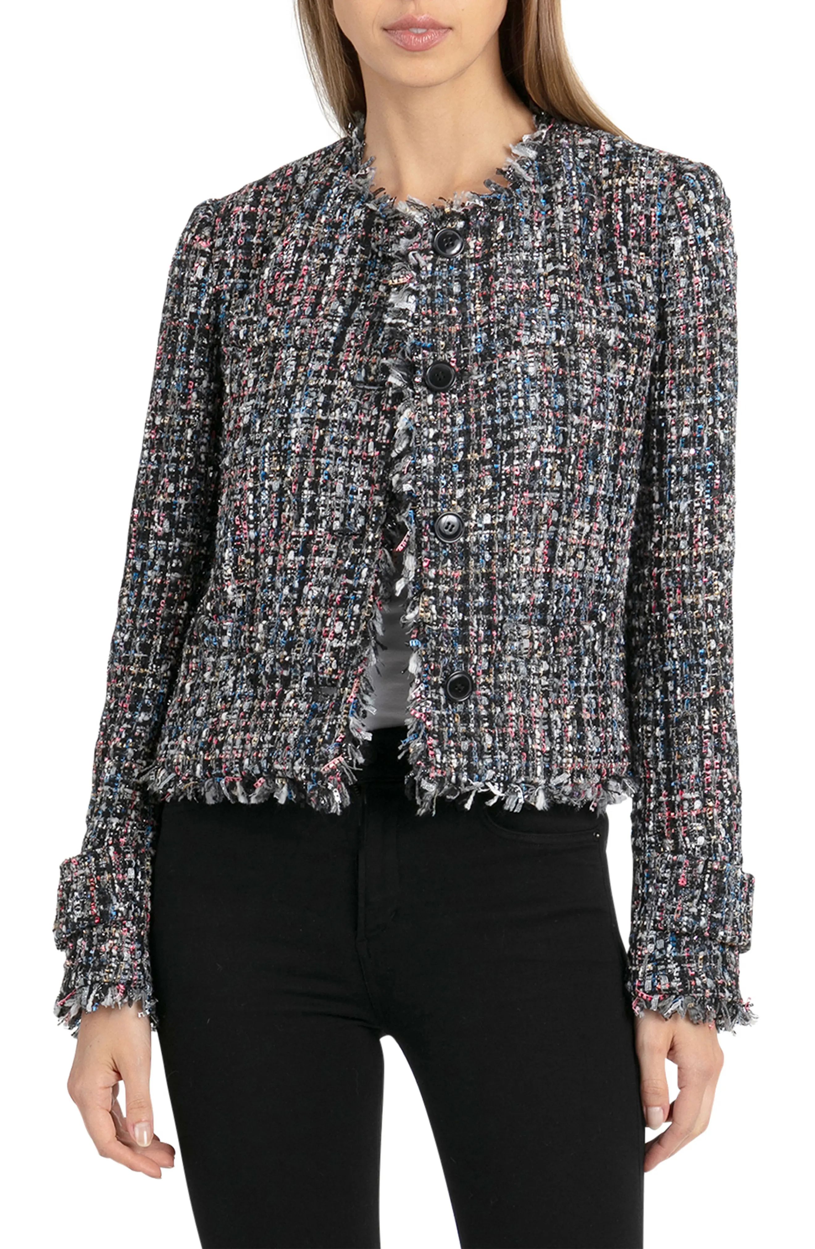 Bagatelle Collarless Tweed Jacket | Nordstrom