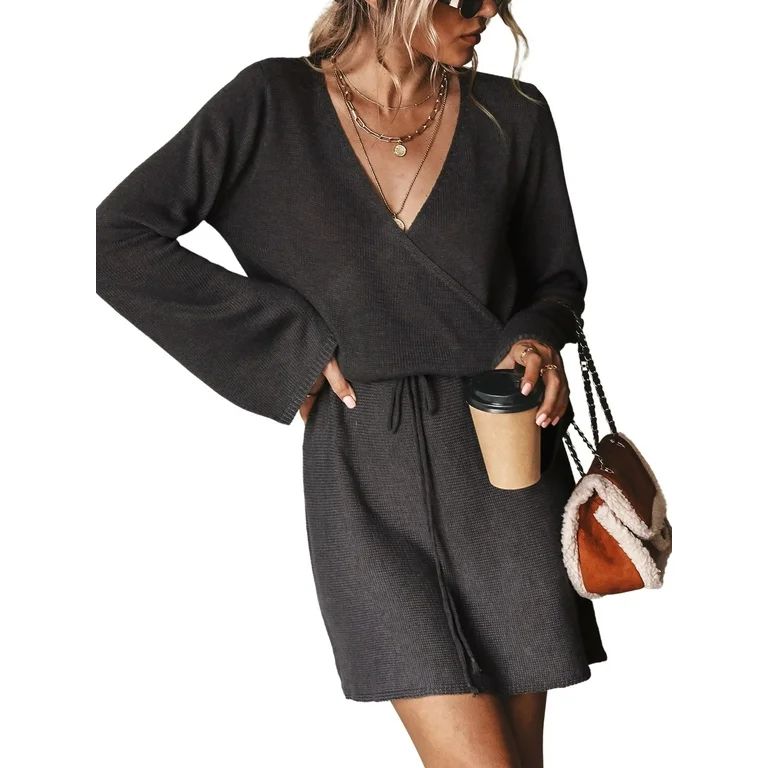 Cupshe Women's Short Drawstring Sweater Dress, Acrylic | Walmart (US)