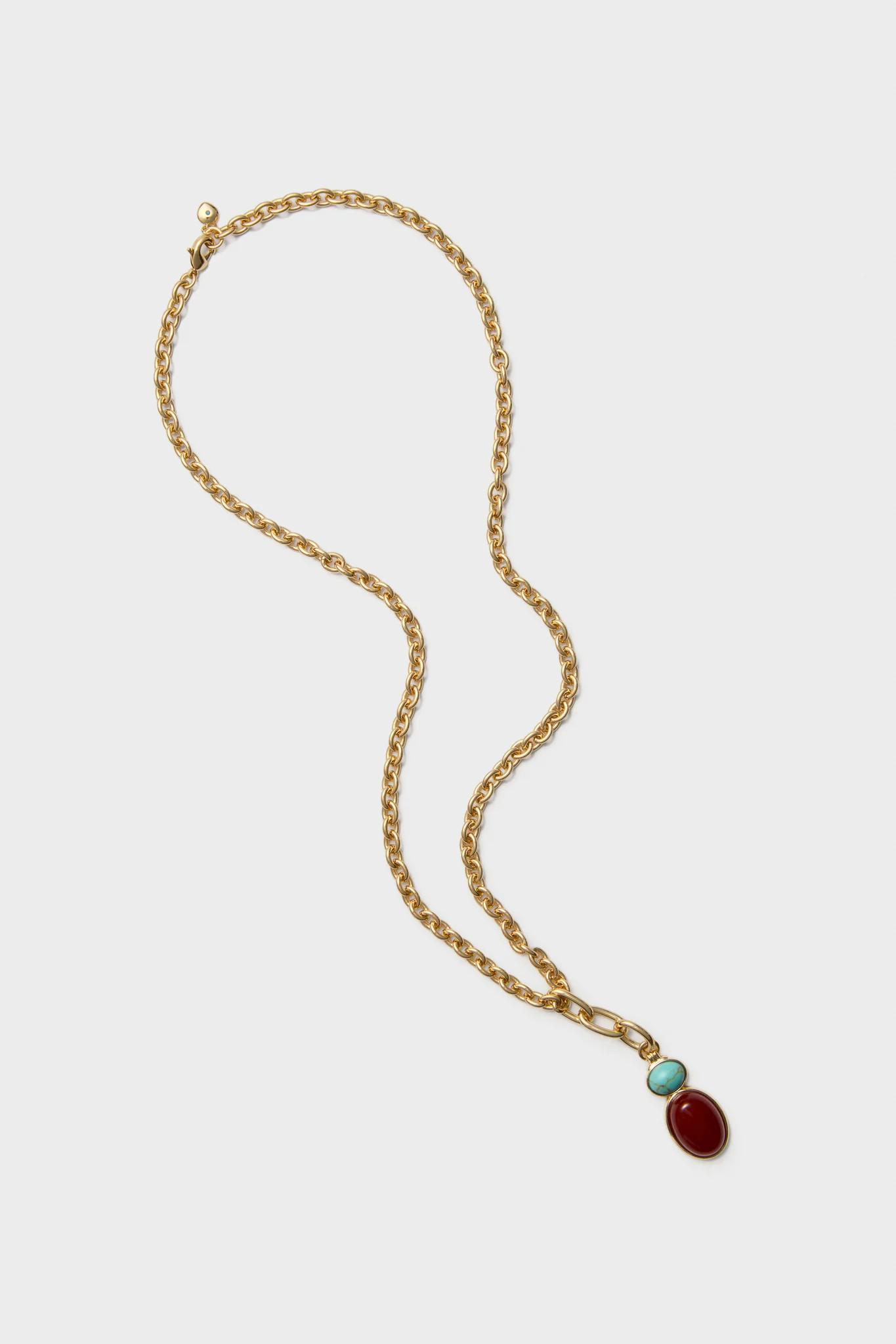 Shiny Gold, Turquoise and Carnelian Semi Precious Stone Necklace | Tuckernuck (US)