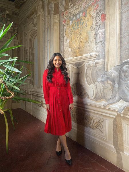 Ann Taylor - Red Dress - Pleated Shirt Dress - What I wore in Italy - What I wore in Europe - What I packed for Italy - Travel 

#LTKworkwear #LTKstyletip #LTKtravel