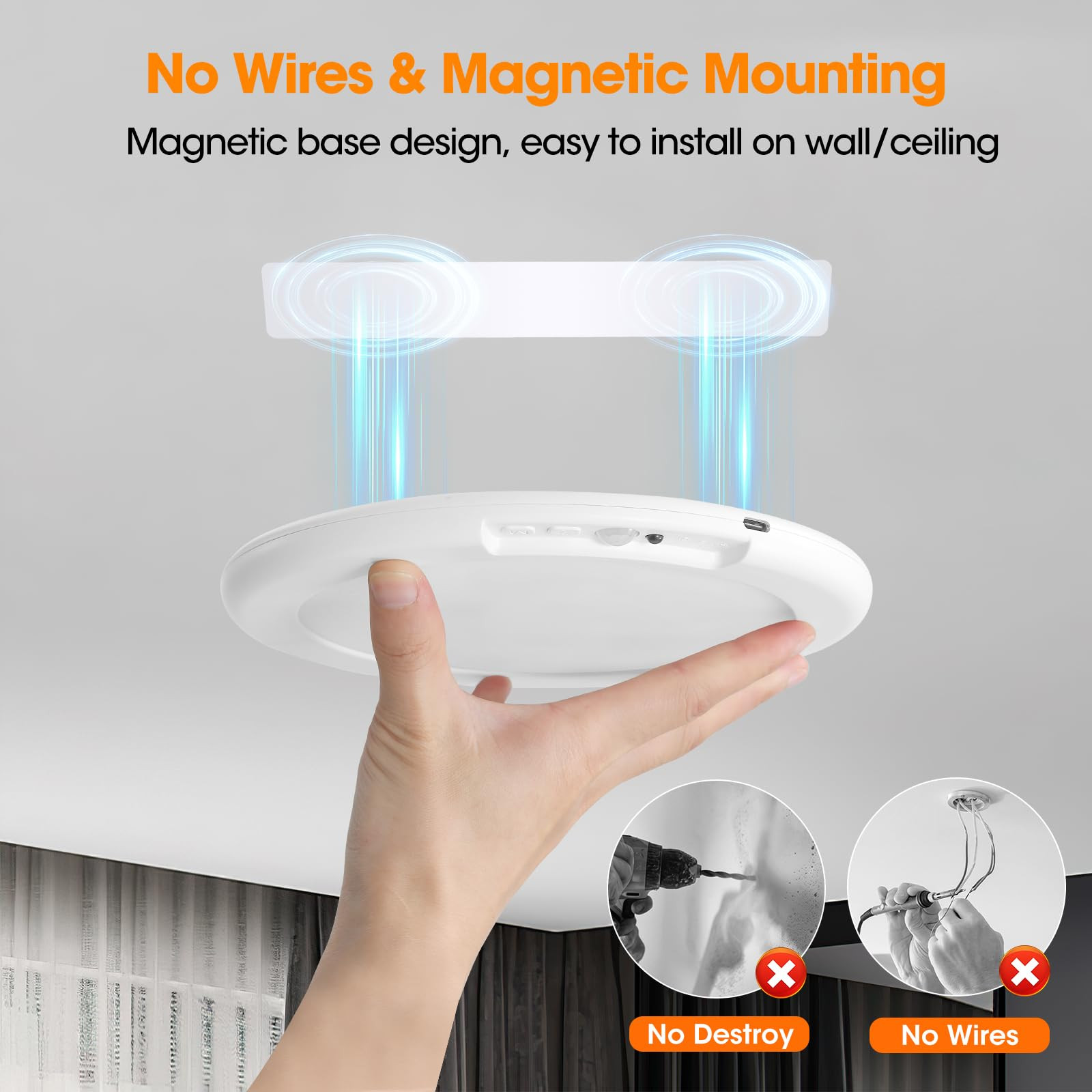Gotopceed Rechargeable Motion Sensor Ceiling Light with Remote - Magnetic Wireless Ceiling Light Battery Powered for Closet Shower Stairs Shed Hallway ect | Amazon (US)