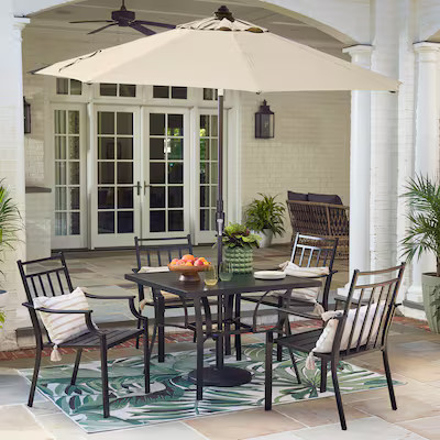 Style Selections Ashton 5 -Piece Black Patio Dining Set Steel Square Table with 4 Stationary Chai... | Lowe's