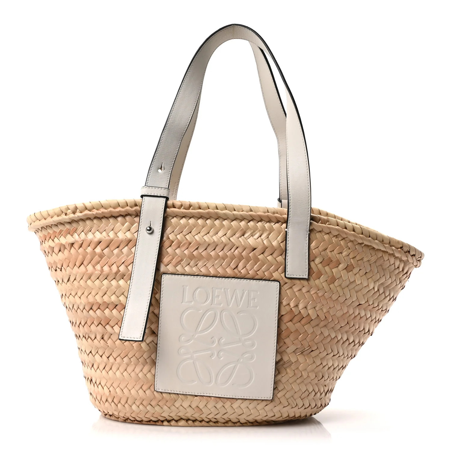 Raffia Basket Tote Bag Natural White | FASHIONPHILE (US)