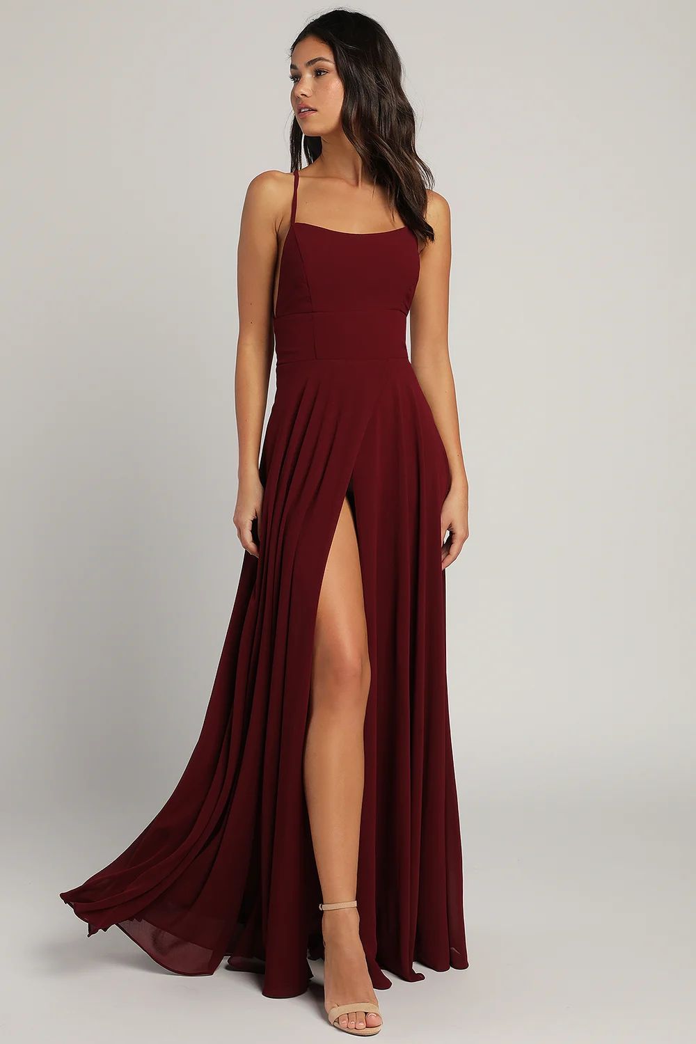 Dreamy Romance Burgundy Backless Maxi Dress | Lulus (US)