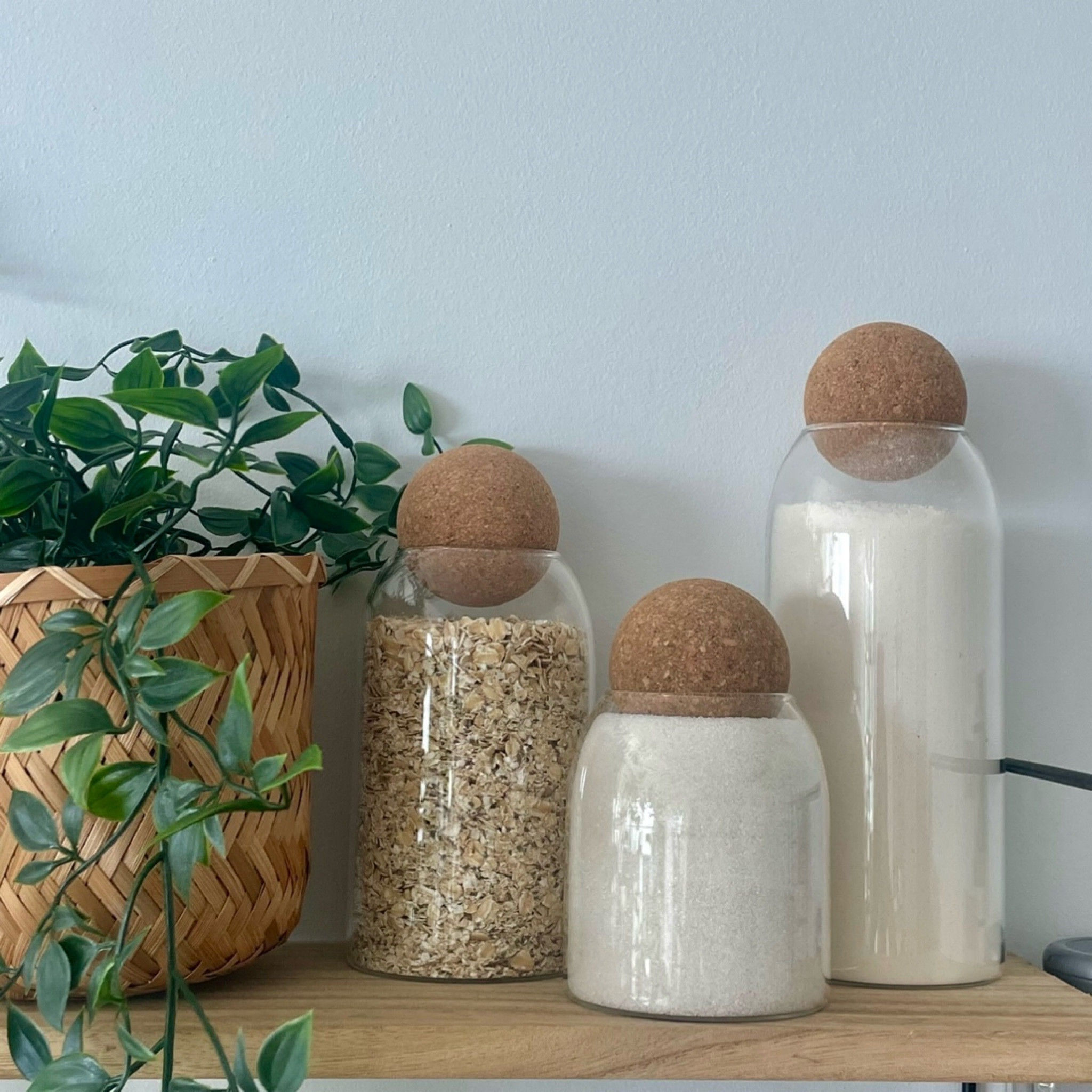 New favorite way to store my baking goodies in these nice aesthetic jars. One for my flour, my oats, and my sugar. #Baking

#LTKFamily #LTKHome #LTKFindsUnder50