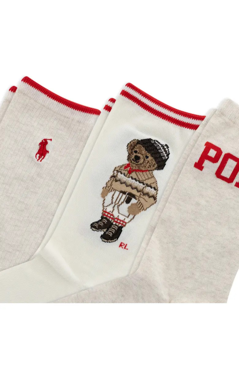 Polo Ralph Lauren Colorado Bear Assorted 3-Pack Cotton Blend Crew Socks | Nordstrom | Nordstrom