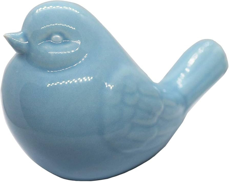 YANGMEI New Blue Ceramic Bird Statue Figurine for Home Indoor Outdoor Decoration Animal Birds Mod... | Amazon (US)