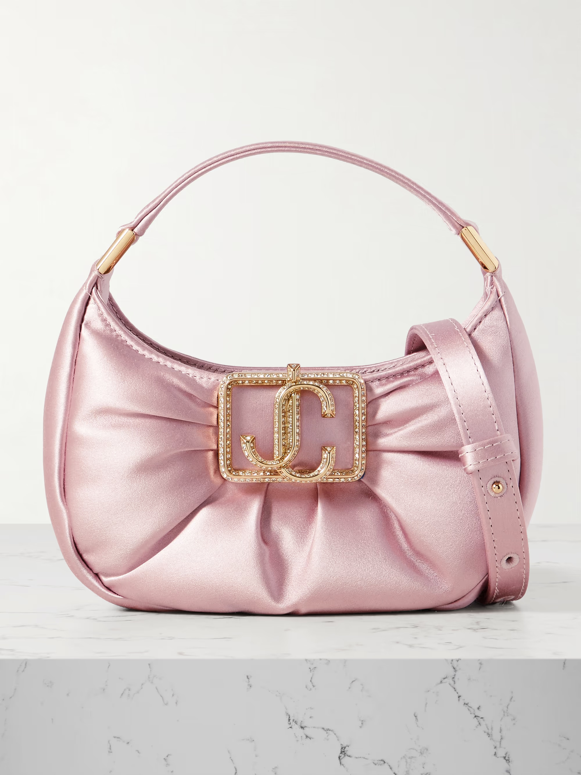 Edie Mini embellished ruched satin shoulder bag | NET-A-PORTER (US)