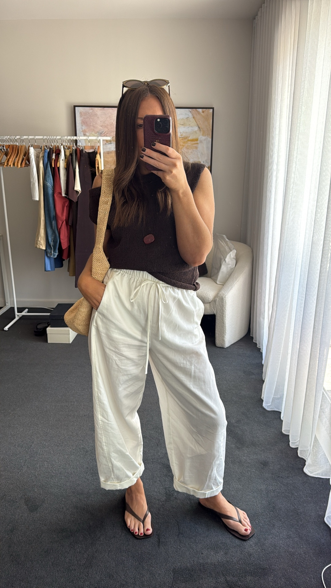 Top: DISSH
Pants: Loxley by Assembly Label (size 10)
Necklace: Nuri studios, have tagged a dupe 
Handbag: Zulu & Zephyr, unable to tag
Flip flops: Kinto by A-Emery 

#LTKaustralia #LTKstyletip #LTKsummer