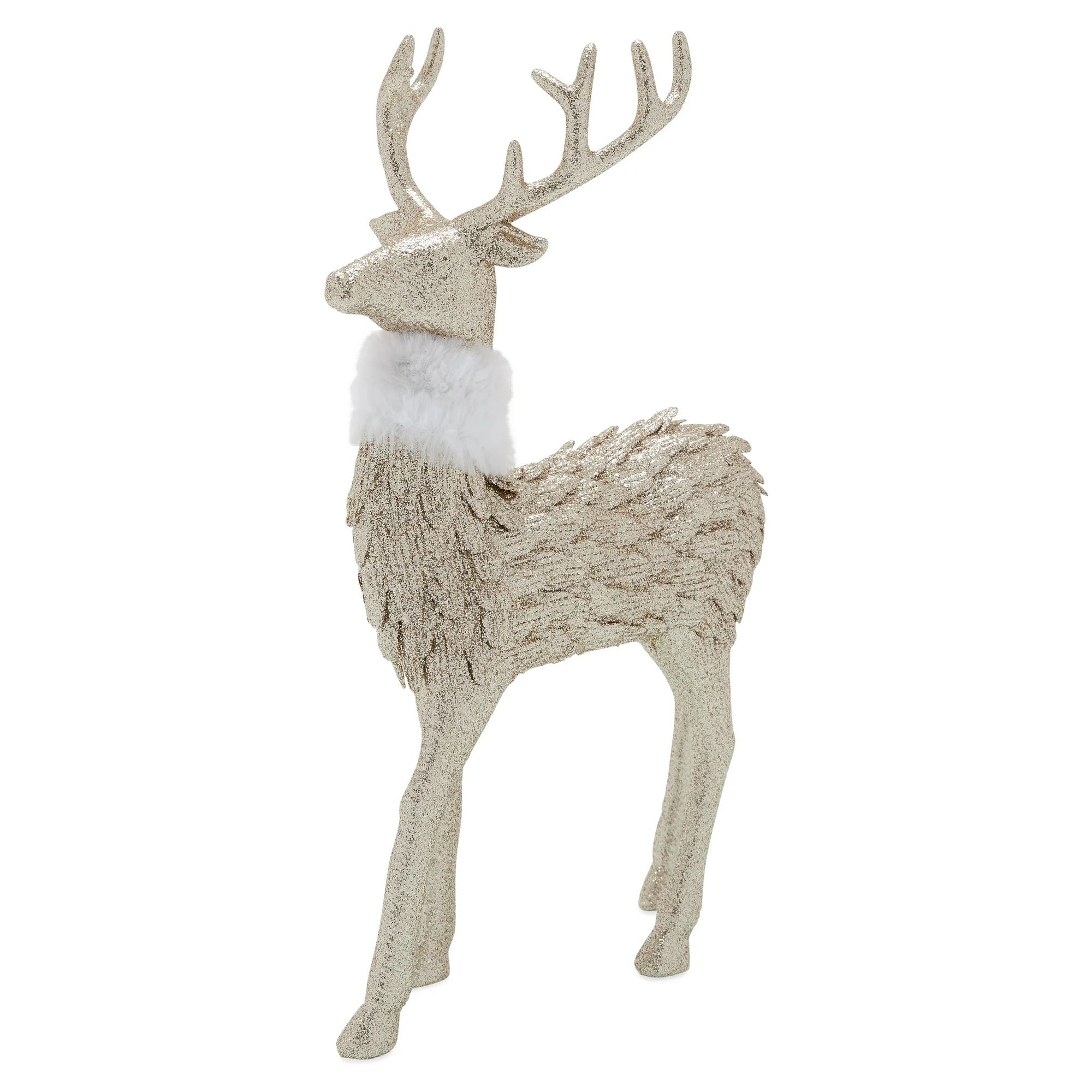 Belham Living Christmas Gold Stag with Fur Collar Decoration 11 in | Walmart (US)