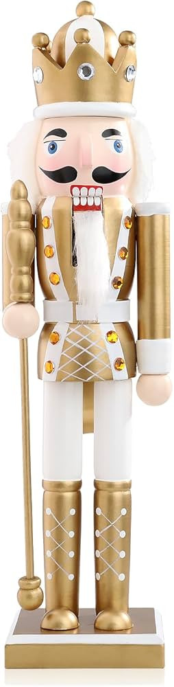 Nutcracker Christmas Decor, Wooden Gold King Figures, Festive Christmas Nutcrackers Gifts Winter ... | Amazon (US)