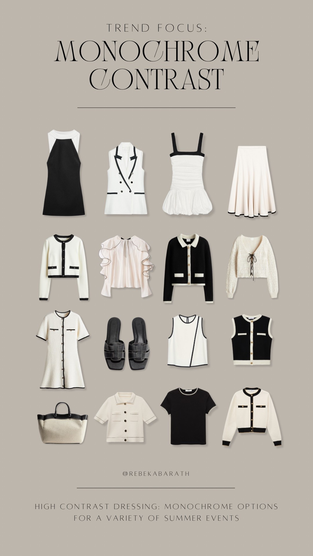 trend focus: monochrome contrast ☁️ 
black & white pieces from H&M, Mango and Zara — these high street picks are perfect for minimalist wardrobes that still want a statement. 

#LTKFindsUnder100 #LTKStyleTip #LTKSeasonal