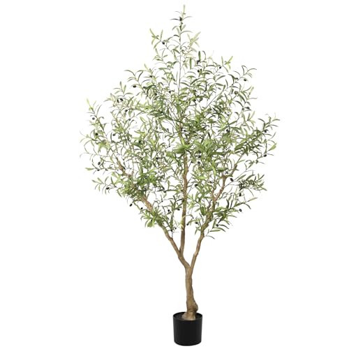 LYERSE Olive Trees Artificial Indoor - Faux Olive Tree 7ft with Large Olive Branches and Lifelike Fruits - Artificial Olive Tree for Modern Home Office House Living Room Decor | Amazon (US)