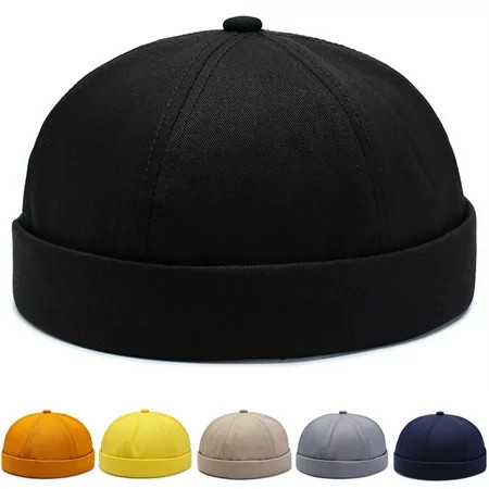 Vintage Style Men s Hat Solid Color Velvet Skull Caps Brimless Casual Hip Hop Cap | Walmart (US)
