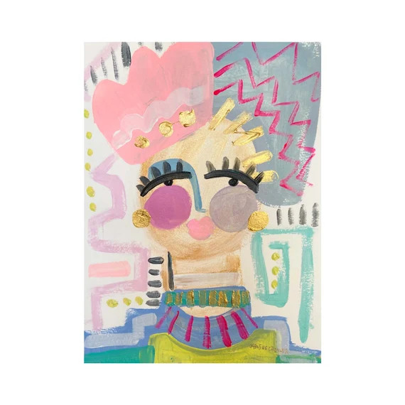 9x12 abstract face art Caroline Cromer Art original abstract art | Etsy (US)