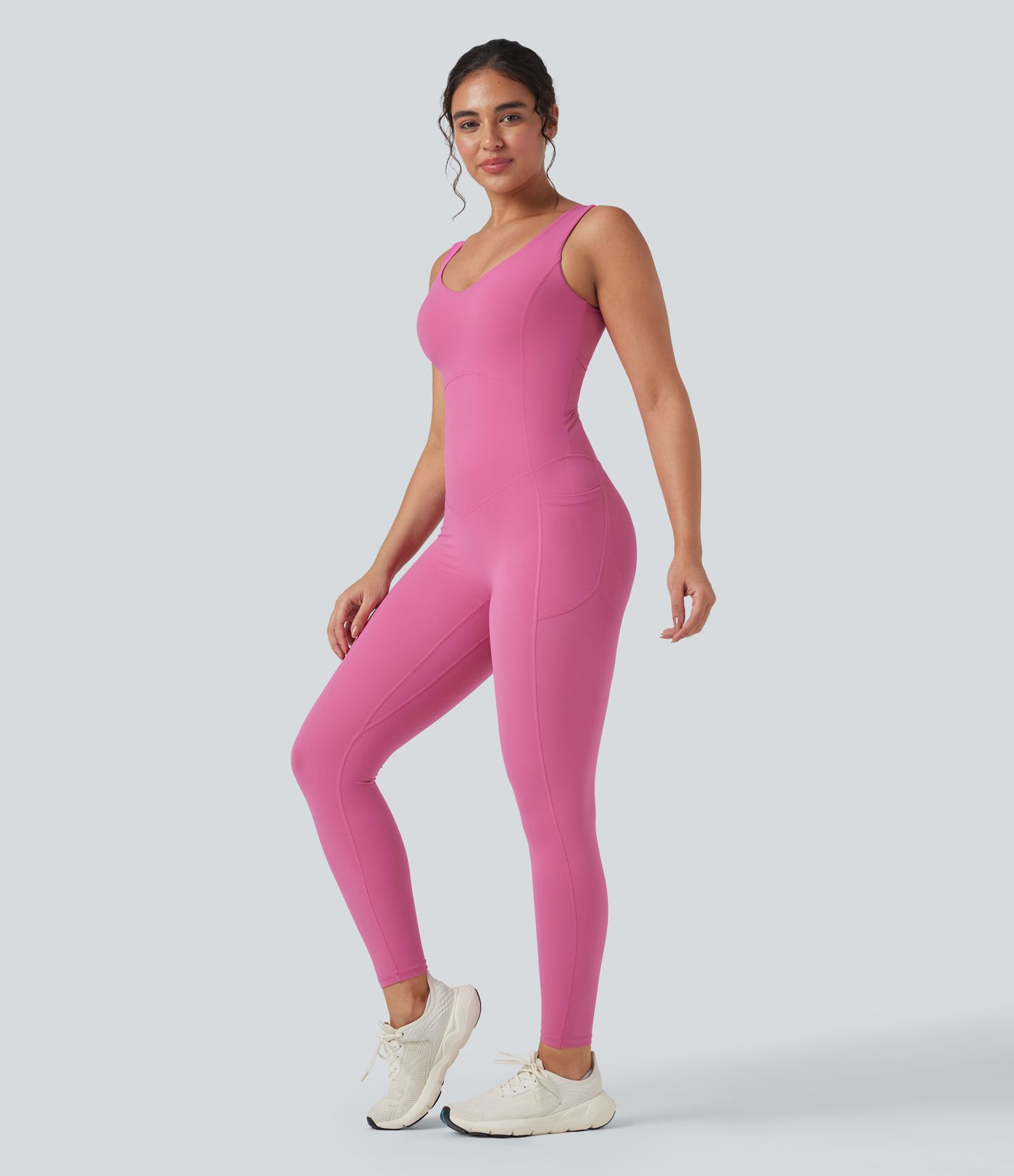 Women’s Halara UltraSculpt™ V Neck Butt Lifting Workout Jumpsuit with Pockets - Halara | HALARA