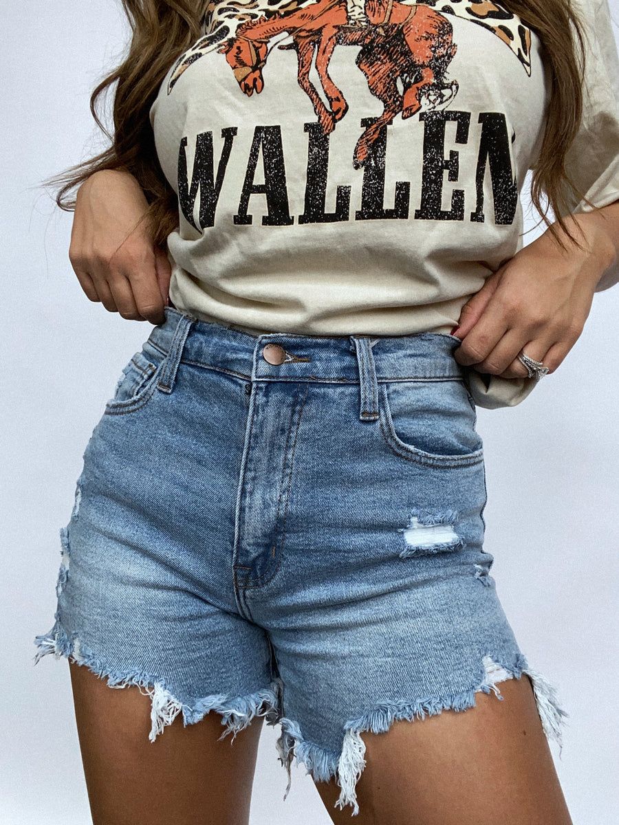 7 Summers Distressed Jean Shorts | Willow Boutique