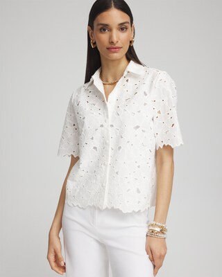 Women's Lace Button Up Top in White size 18 | Chico's Black Label | Chico's