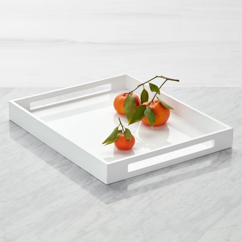 Grant White Serving Tray + Reviews | Crate and Barrel | Crate & Barrel