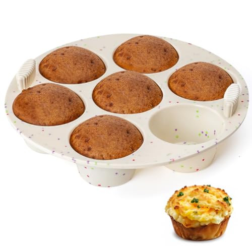 Silicone Muffin Pan for Air Fryer Oven Instant Pot, Nonstick 7 Cups Easy To Handle BPA Free for Baking Egg Bites Muffin Tart Cupcake Mini Quiche 1Pack Confetti | Amazon (US)