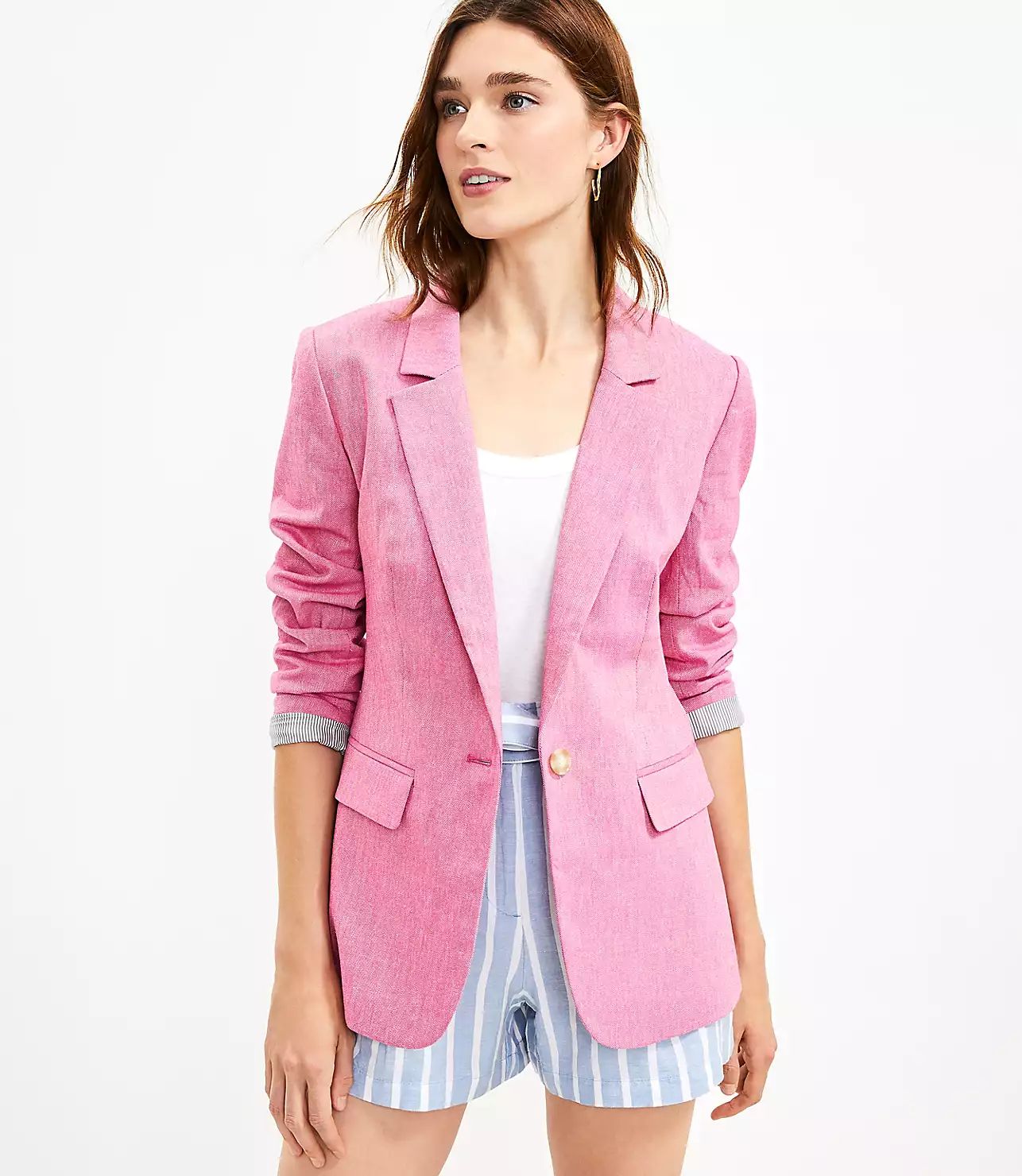 Petite Linen Twill Modern Blazer | LOFT