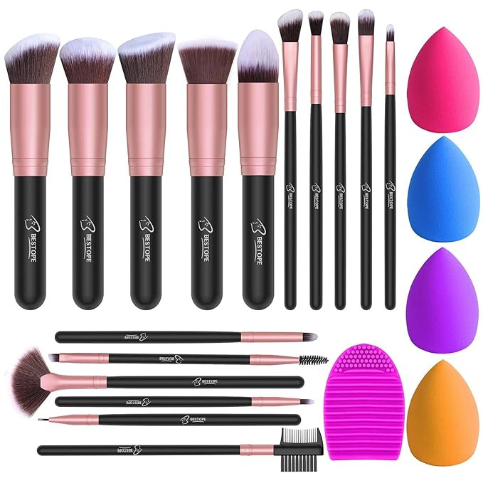 BESTOPE Makeup Brushes 16PCs Makeup Brushes Set with 4PCs Beauty Blender Sponge and 1 Brush Clean... | Amazon (US)