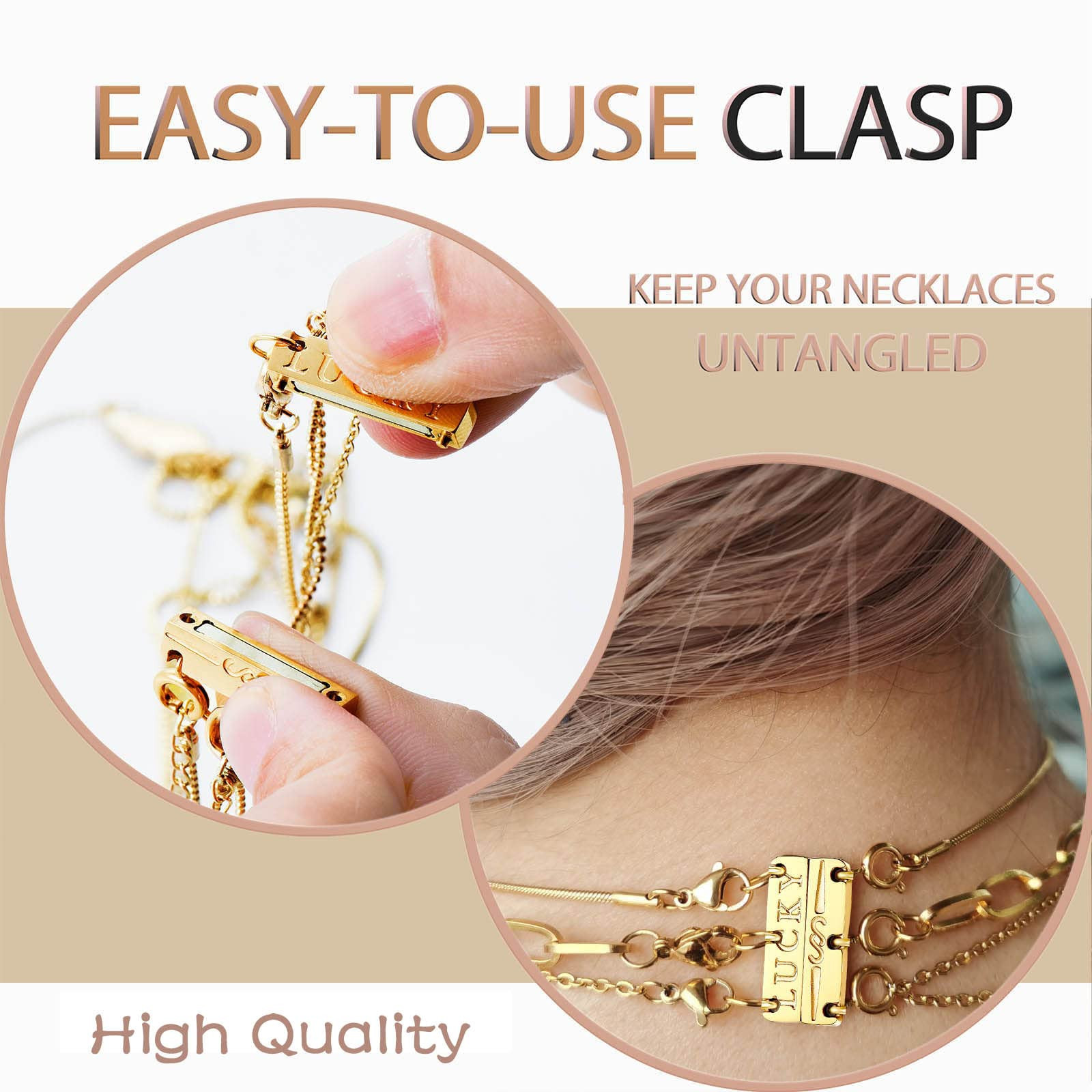 Dailyacc Lucky Necklace Layering Clasp 18K Gold and Silver Strong Multiple Necklace Clasps For La... | Amazon (US)