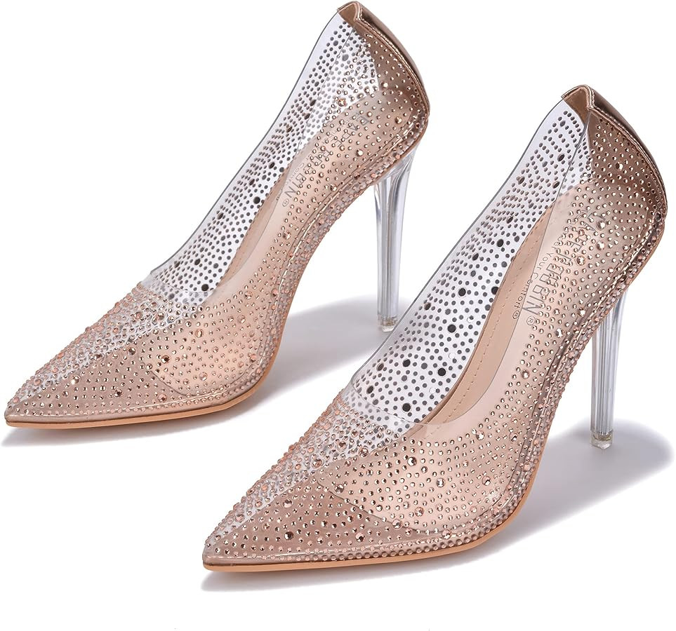 Cape Robbin Giulia Clear Stiletto High Heels for Women - Women's Transparent Sexy Pumps - Pointed... | Amazon (US)