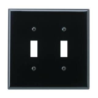 Leviton Black 2-Gang Toggle Wall Plate (1-Pack) R55-00PJ2-00E - The Home Depot | The Home Depot