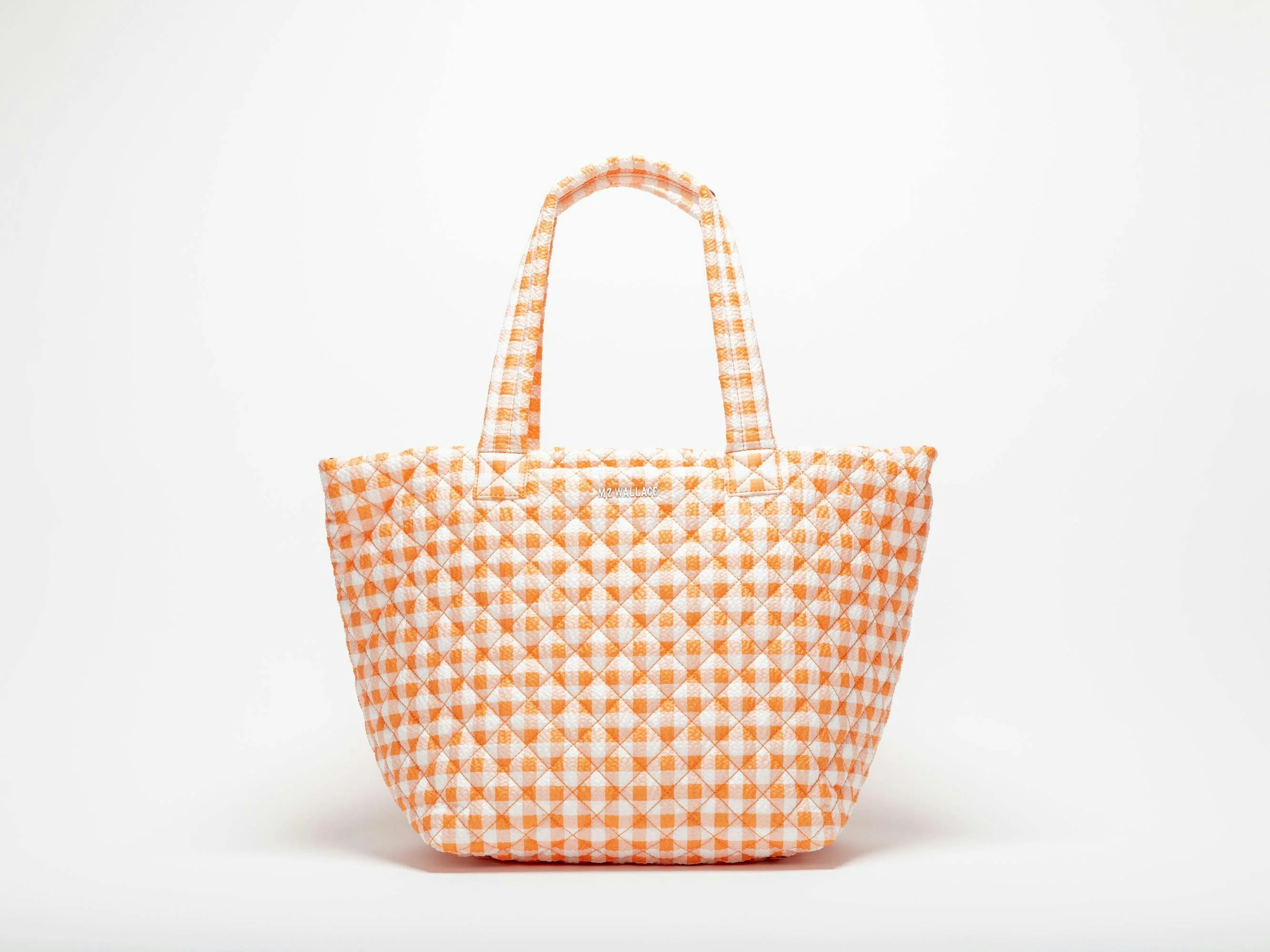 Sunset Orange Gingham Medium Metro Tote Deluxe | Maisonette