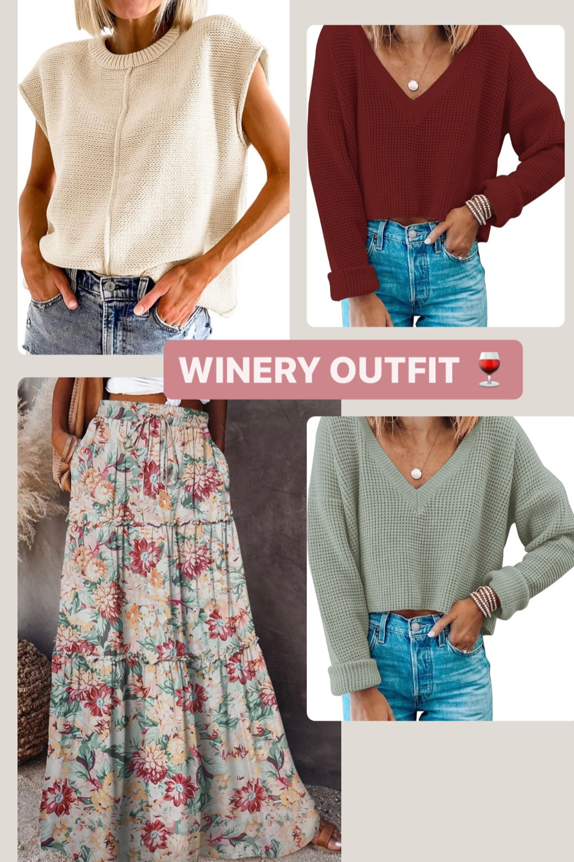 Loveeee these pieces for a cute fall winery / girls night / date night look! pair with a sweater tank or long sleeved crop sweater. this maxi skirt comes in tons of colors and patterns 

#LTKSeasonal #LTKFindsUnder50