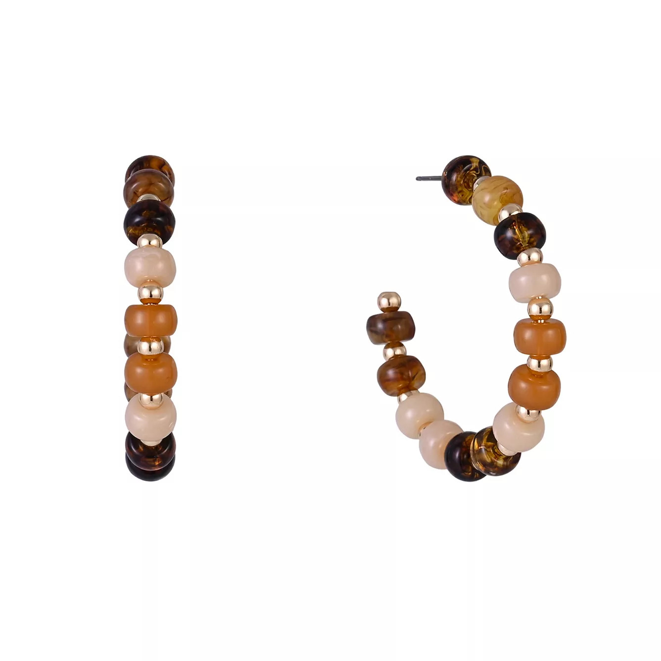 Emberly Gold Tone Assorted Bead Hoop Earrings | Kohl's