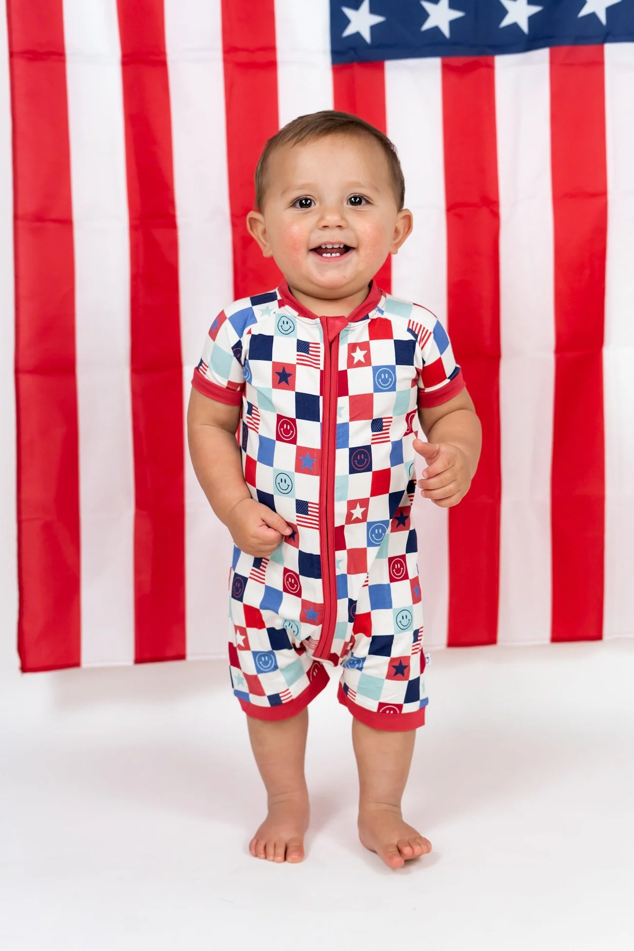 HOME OF THE FREE CHECKERS DREAM SHORTIE | Dream Big Little Co.