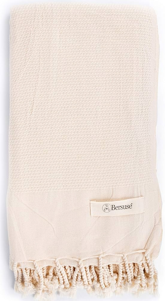 Bersuse 100% Cotton Ventura Turkish Towel - 37x70 Inches, Ivory | Amazon (US)