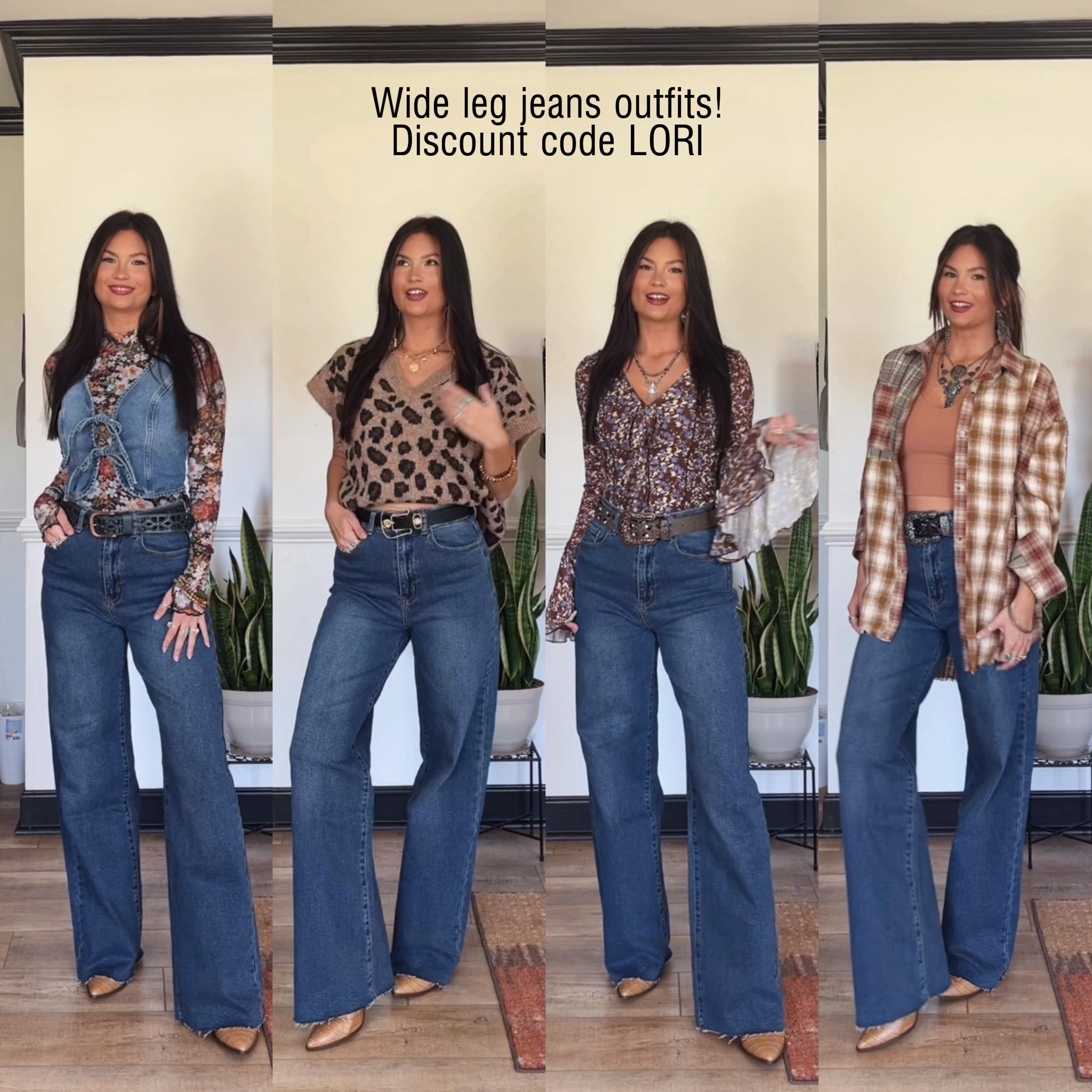 Different tops paired with wide leg denim! Wearing size 24 regular. Fits tts with some stretch! Code LORI to save. Orange brank no longer available so linked similar 


#LTKSeasonal #LTKStyleTip #LTKFindsUnder50