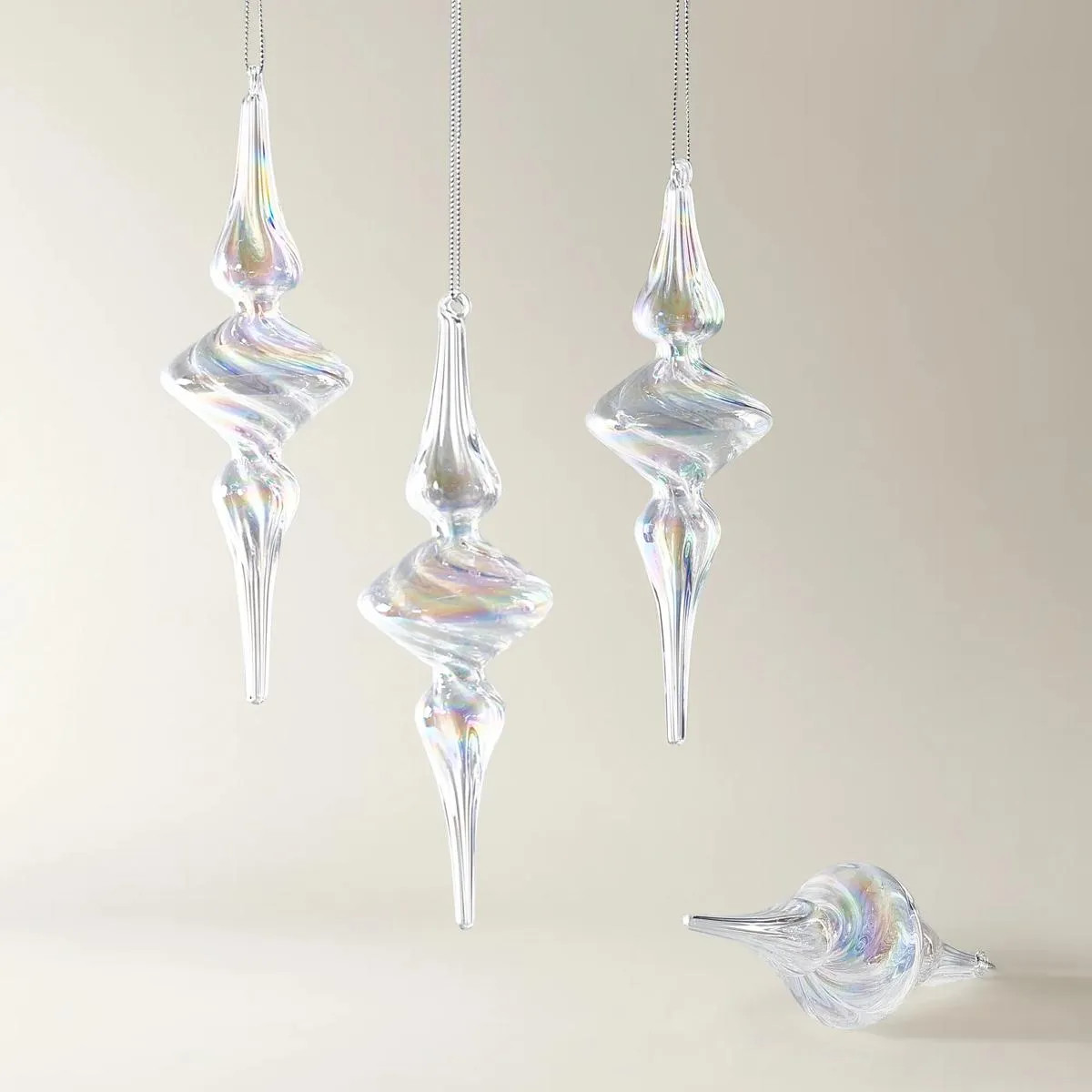 Iridescent Glass Spindle Ornament 7.75" - Set of 4 | Z Gallerie