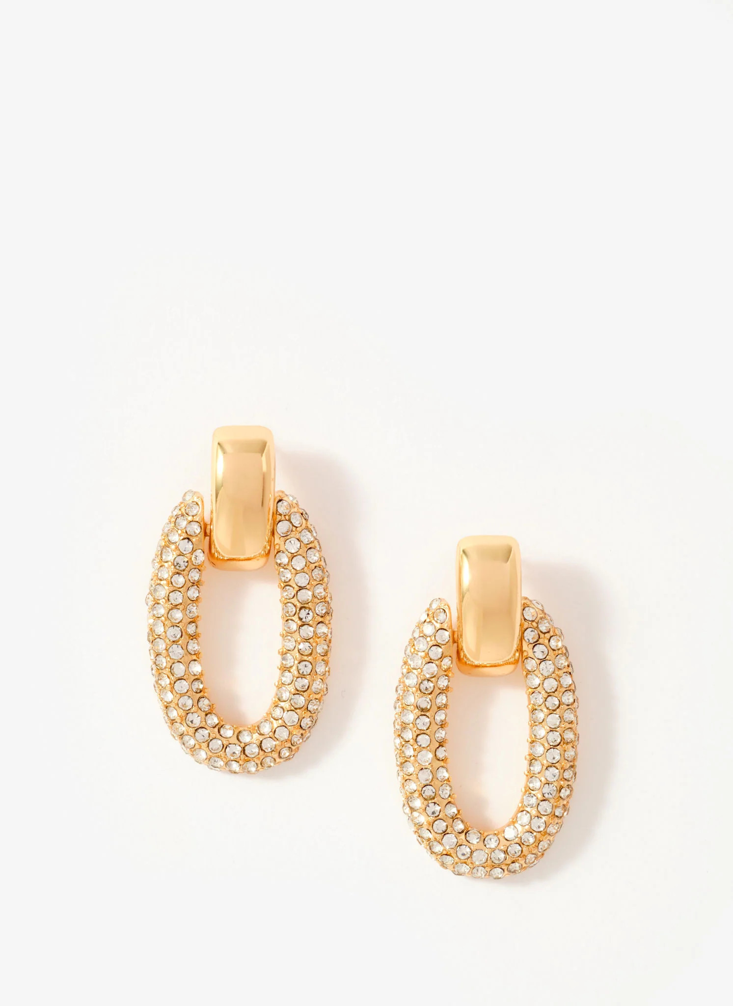 Gold Tone Pave Drop Earrings | Mint Velvet