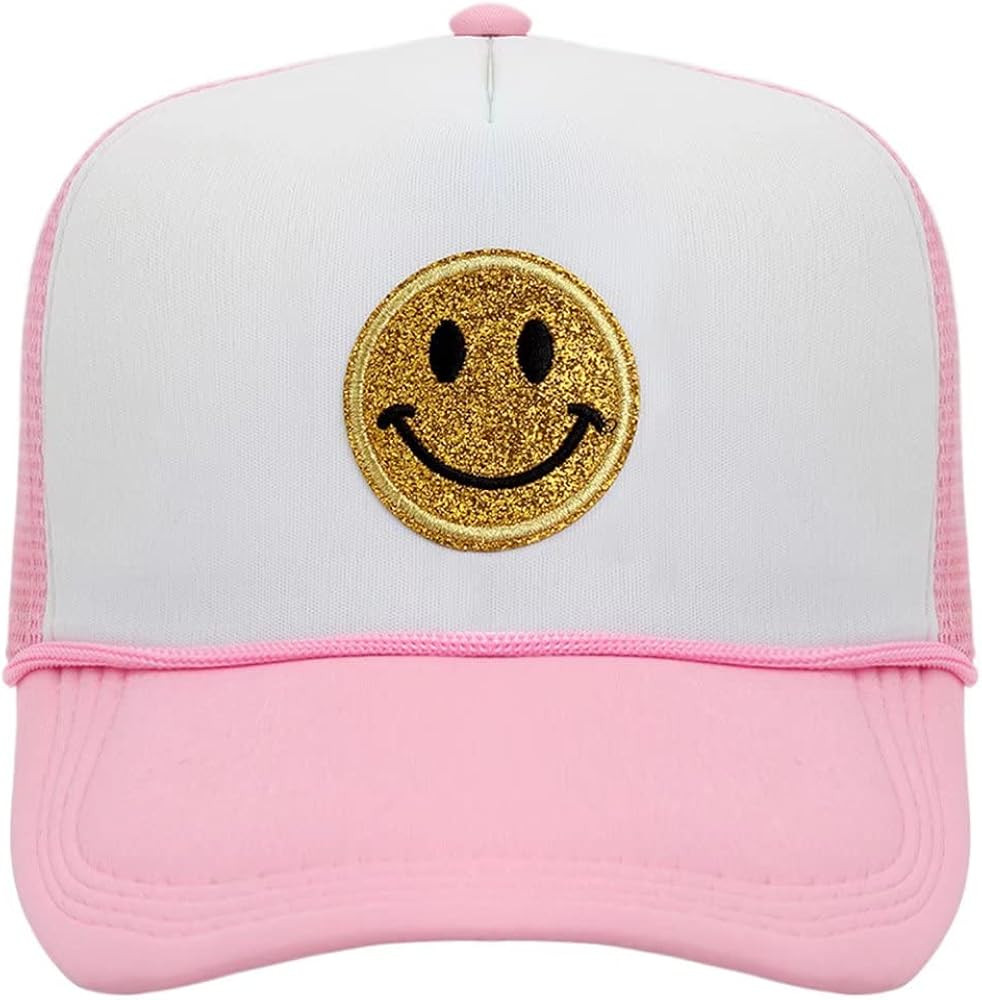 jnpemvq Smiley Face Hat Mesh Neon Trucker Hat,Adjustable Snapback Preppy Hat Retro Baseball Cap for  | Amazon (US)
