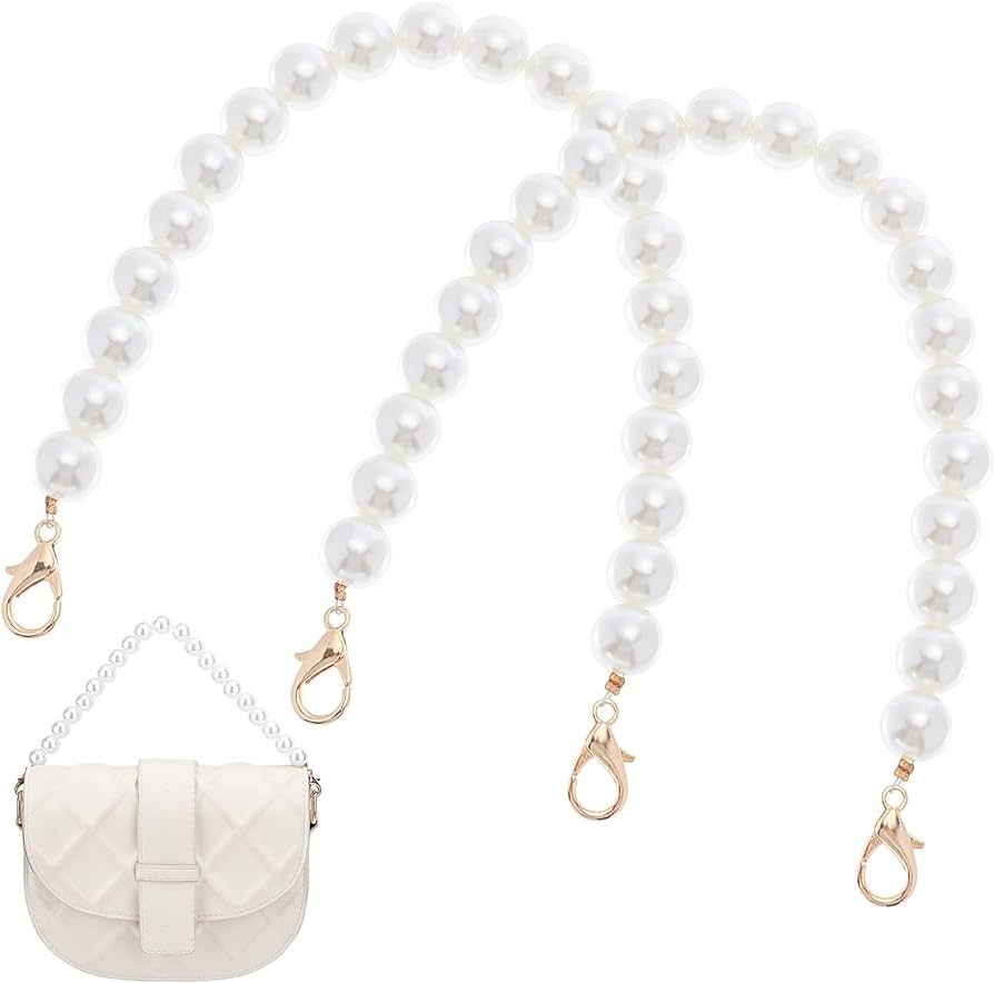 PH PandaHall Pearl Beaded Bag Chain, 2pcs 12 Inch Short Bag Handle 14mm Pearl Bead Replacement De... | Amazon (US)