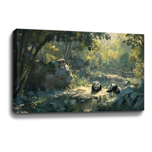 Abstract Wall Art Panda Wall Decor Framed Canvas Wall Art For Home Decoration | Amazon (US)