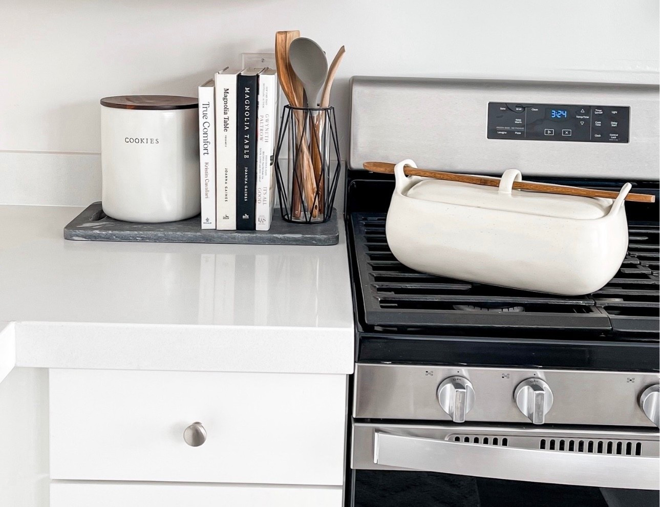 I’ve had this bake dish for almost 5 years and I love it! Not only does it also serve as a gorgeous serving dish, but looks so pretty on the table. It also comes in a round option. 

Includes a long wood spoon that slots neatly into the notched lid. With its splendid look and built-in serving utensil, this exclusive casserole baker is perfect for unveiling at potlucks and making oven-to-table presentations at home.

Baker is oven safe up to 450°F
Not safe for stovetop cooking
Microwave and dishwasher safe

Black Friday Sale • Ceramic Baking Dish • Neutral Cookware • Holiday Cooking • Cookware • Oven Safe • Chic Cookware • Casserole Baker • Gorgeous Bake Dish • Pot Luck • Oven To Table • LTK Home • Beautiful Presentation   • Entertaining 


#LTKGiftGuide #LTKFindsUnder50 #LTKHome