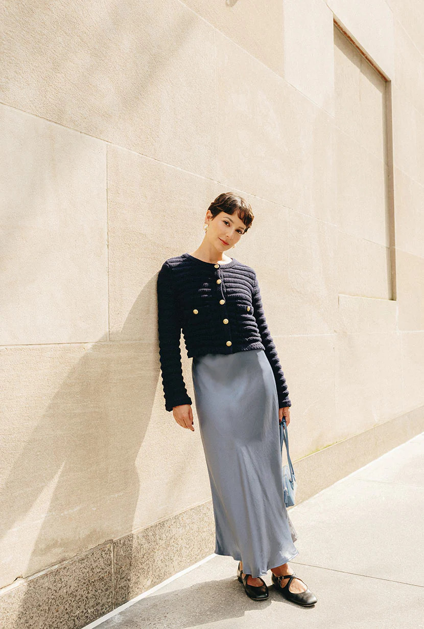 Nadine Satin Skirt  - Grey | Petite Studio NYC