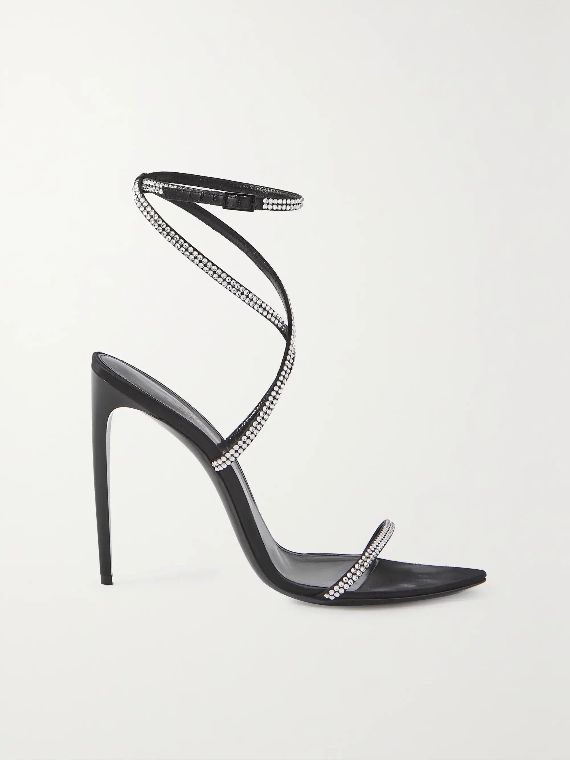 Crystal-embellished glossed-leather and silk sandals | NET-A-PORTER (UK & EU)