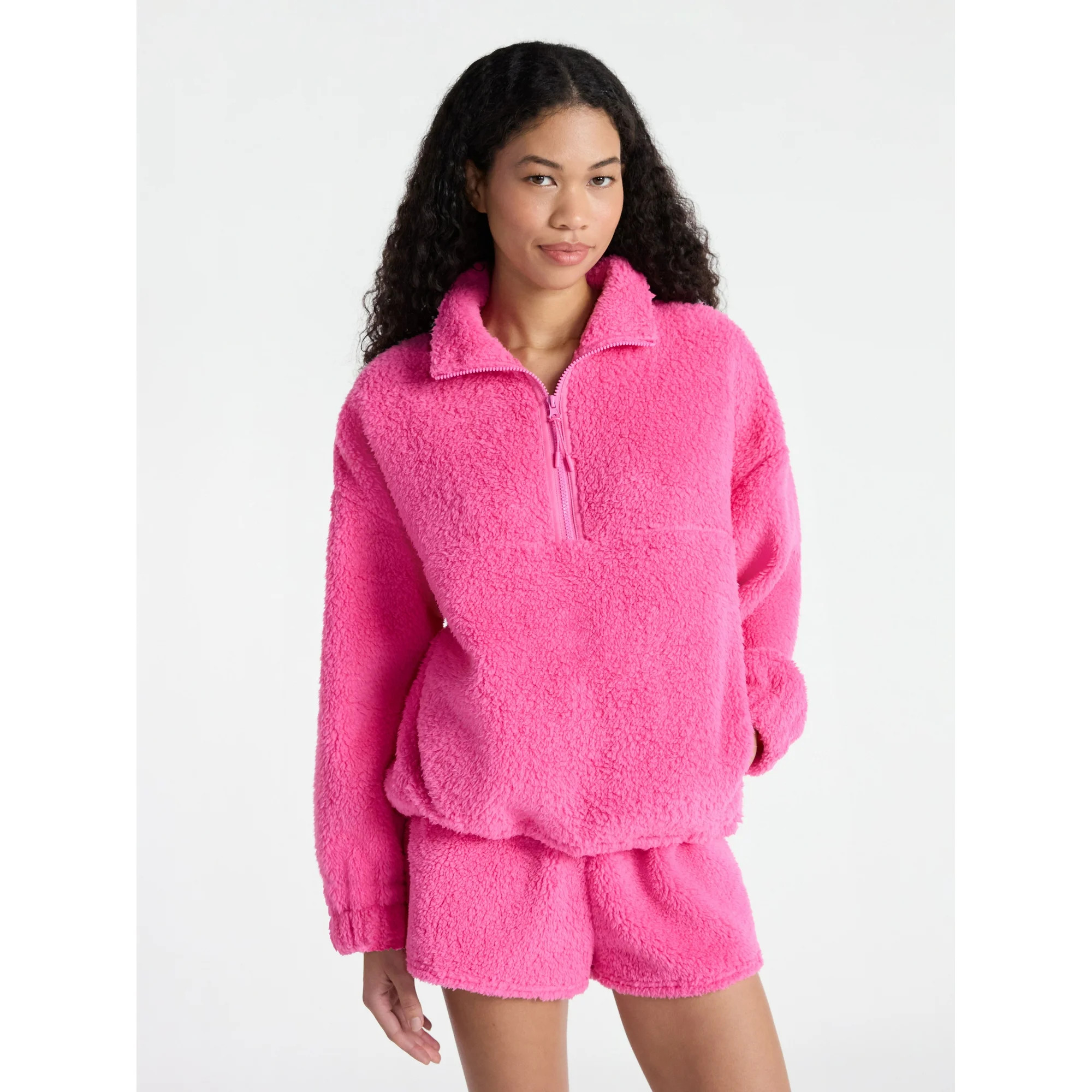 No Boundaries Plush Half-Zip Pullover, Women's | Walmart (US)