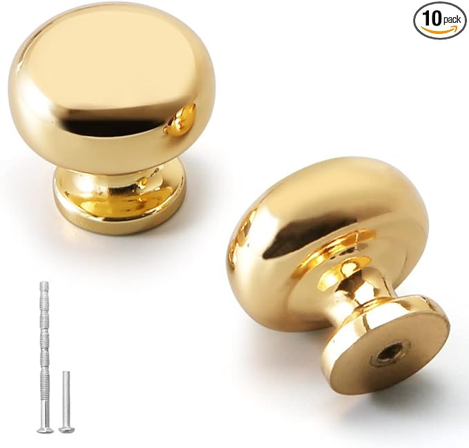 YAGU Modern 10 Pack Kitchen Drawer Knobs Cabinet Pulls Bright Gold Dresser Furniture Hardware for... | Amazon (US)